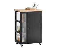 Carrito auxiliar de cocina con 3 estantes sobuy fkw75- sch negro 60x40x90cm 60 cm