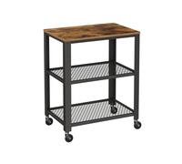 Carrito Auxiliar de Servicio de 3 Niveles con Ruedas, 60 x 40 x 77,5 cm