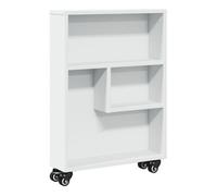 vidaXL Carrito de almacenaje Estrecho Madera Blanco 48x13x68 cm, Carrito de Almacenamiento Delgado, Carro de Cocina con Ruedas, Carro de Almacenamiento con Ruedas