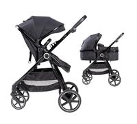 Carrito Bebe 2 en 1 Interbaby | Silla Paseo desde Nacimiento hasta 48 meses o 22 kg | Capazo Acolchado, Amortiguadores, Asiento Ajustable | Cochecito bebe Modelo Versa Negro