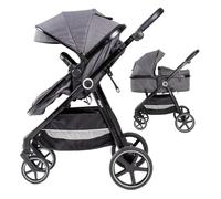 Carrito Bebe 2 en 1 Interbaby | Silla Paseo desde Nacimiento hasta 48 meses o 22 kg | Capazo Acolchado, Amortiguadores, Asiento Ajustable | Cochecito bebe Modelo Versa Gris