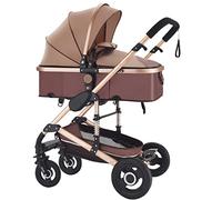 Carrito Bebé 3 En 1, Silla De Paseo, Cochecito De Aleación De Aluminio Plegable, Cochecito De Bebé Convertible De Alto Paisaje, Cochecito De Bebé Con Capota Ajustable(/Khaki)
