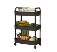carrito cocina 1 carrito de almacenamiento de plástico rodante de 3-4-5 capas con reposabrazos-organizador multihabitación que ahorra espacio, acabado mate Carritos de servicio(3-layer Off white)