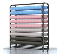 Carrito comercial grande para exhibición de rollos de vinilo de acero resistente con varillas ajustables de doble cara para películas/envolturas, 18 varillas, solución de almacenamiento de 175 cm