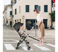 Carrito compacto para niños - Hasta 25 kg, Inclinable, Plegable con soporte para bebidas, cubierta para la lluvia, toldo (UPF 50+) y cesto de compras XL - 30 * 55 * 86,5 cm - Negro