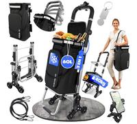 Carrito Compra Plegable 6 Ruedas 40Kg - Carro De La Compra Plegable Bolsa Isotérmica 45l, Manillar Ajustable - Carro Plegable con Ruedas Ligero & Resistente | Carrito De La Compra Escaleras & Mercado
