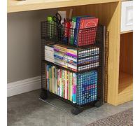Carrito de 3 niveles le Boohelf Heavy Du Iron Rolling Sto Multi Use Documento Carrito para biblioteca lateral de oficina, negro Capaci