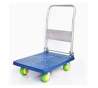 Carrito de acero plegable de alta resistencia con plataforma ligera con 4 ruedas silenciosas y mango de metal para uso en oficina y biblioteca (ruedas de 5 pulgadas, un color)