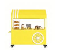 Carrito de alimentos móvil con ruedas bloqueables y toldo, quiosco de proveedores al aire libre para mercados, comida callejera y eventos, carrito de exhibición portátil, 140 cm