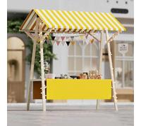 Carrito de alimentos plegable para exteriores con ruedas, marco de madera, puesto de vendedor y soporte de concesión, exhibición móvil con tira de luz LED para mercados callejeros y eventos (B1 120 x