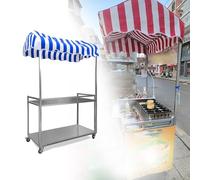 Carrito de alimentos plegable para perros calientes y helados, soporte de exhibición de almacenamiento de 2 niveles, ruedas bloqueables, carrito de aperitivos para vendedores