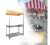 Carrito de alimentos plegable para perros calientes y helados, soporte de exhibición de almacenamiento de 2 niveles, ruedas bloqueables, carrito de aperitivos para vendedores