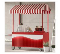 Carrito de alimentos portátil con toldo, soporte móvil para concesiones al aire libre, resistente con mesa grande y caja de almacenamiento, ruedas bloqueables para un uso cómodo