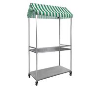 Carrito de alimentos portátil de 2 niveles con toldo, soporte móvil para festivales, playas y eventos