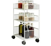 Carrito de Almacenaje Rodante | Organizador Metálico Móvil Multifuncional de 3 Niveles con Ruedas - Organizador Rodante con Estantes | Para Cocina, Oficina, Limpieza, Universitario, Baño, Aula, Manual