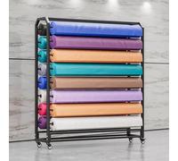 Carrito de almacenamiento ajustable con ruedas frenables para rollos de vinilo, papel tapiz y pantalla de película, 12 varillas, uso comercial, 170 cm de alto x 100 cm de ancho
