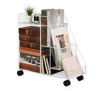 Carrito de almacenamiento compacto de hierro - Estantería rodante para escritorio, fácil montaje, acabado pintado, perfecto para el hogar y la oficina, carrito utilitario que ahorra espacio