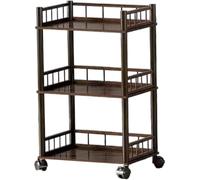 Carrito de almacenamiento con ruedas de bambú de 3 niveles, multiuso, con ruedas, ornamentador para cocina, baño, sala de estar y rabia, ecológico y elegante