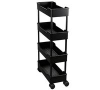 Carrito de Almacenamiento con Ruedas Mayor Altura Entre Estantes (21cm) Fabricado en Plástico PP Organizador para Cocina Lavandería Lugares Estrechos(Black,40 * 25 * 88cm)
