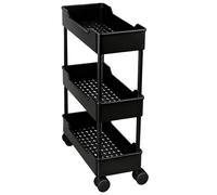 Carrito de Almacenamiento con Ruedas Mayor Altura Entre Estantes (21cm) Fabricado en Plástico PP Organizador para Cocina Lavandería Lugares Estrechos(Black,40 * 20 * 62cm)