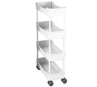 Carrito de Almacenamiento con Ruedas Mayor Altura Entre Estantes (21cm) Fabricado en Plástico PP Organizador para Cocina Lavandería Lugares Estrechos(White,40 * 25 * 88cm)