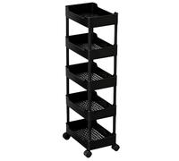 Carrito de Almacenamiento con Ruedas Mayor Altura Entre Estantes (21cm) Fabricado en Plástico PP Organizador para Cocina Lavandería Lugares Estrechos(Black,40 * 25 * 114cm)