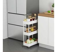 Carrito de almacenamiento de baño rodante, ABS de 3/4/5 niveles con diseño de drenaje, carrito multiusos para cocina y baño, ahorra espacio, blanco (3-27 cm)