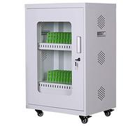 Carrito de almacenamiento de carga móvil con protección contra sobretensiones y bloqueo de llave para una gestión segura de dispositivos en aulas y oficinas