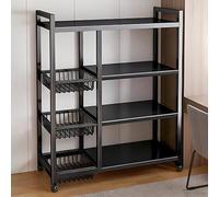 Carrito de almacenamiento de cocina con estantes ajustables y cestas de malla, ruedas de marco de metal, ideal para cocina, baño, sala de estar, oficina, organiza y ordena tu espacio hoy