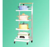 Carrito de almacenamiento de cocina rodante, 4 estantes para ollas, sartenes y garaje, carrito utilitario blanco con ruedas, solución de almacenamiento que ahorra espacio para el hogar y la cocina