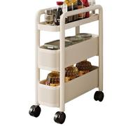 Carrito de Almacenamiento Delgado Organizador de Baño No Requiere Instalación con Rieles Extraíbles Estantería Móvil Deslizable para Oficina, Cocina, Lavadero y Lugares Estrechos(White,40*20*69cm)