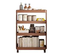 Carrito de almacenamiento móvil de madera de nogal de 40 cm, perfecto para cocina y sala de estar, carrito con ruedas que ahorra espacio