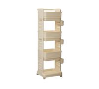 Carrito de almacenamiento para salón de belleza con ruedas, diseño multicapa y ventilación, altura ajustable, cesta colgante lateral, perfecto para barberos, spas y estudios de tatuajes (45.5)