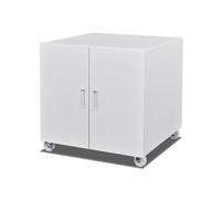 Carrito de almacenamiento rodante blanco resistente con estantes de acero gruesos, diseño ajustable de 3 niveles, ruedas universales con frenos, ideal para oficina en casa, 60 x 60 x 60 cm
