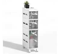 Carrito de Almacenamiento rodante de 3 Niveles Gabinete Estrecho con Ruedas, estantería móvil de plástico para Cocina, baño y lavandería Organizador Compacto para Espacios pequeños