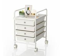 Carrito de almacenamiento rodante de 4 cajones, 2 ruedas giratorias con bloqueo, carrito utilitario multiusos móvil con cajones pequeños, carrito de manualidades para álbumes de recortes, papel,