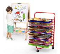 Carrito de arte móvil con estantes extraíbles, estante de secado rodante para aula y estudio, organizador de metal para artistas y suministros de manualidades