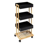 Carrito de baño con ruedas negro 4 niveles