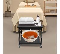 Carrito de baño de pies portátil Beauty Trolley Esthetician Trolley con 4 ruedas, capacidad de carga de 220 lbs para cuidado de los pies, manicura, masaje para salón y hogar, 53 x 37 x 66 cm, negro y