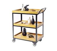 Carrito de bar de 3 capas para el hogar, carrito de servicio, aparador, carrito de peluquería con ruedas, carrito de belleza, botellero, carrito de comida para el hogar, sala de estar (negro)