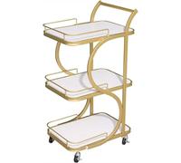 Carrito de bar de metal con estantes de vidrio, carrito móvil para cocina, restaurante y bar en casa, carrito de bebidas elegante y funcional