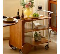 Carrito de bar industrial de 3 niveles con ruedas, carrito de servir rodante para el hogar, estante de madera multicapa, carrito de almacenamiento de metal versátil para sala de estar, cocina y
