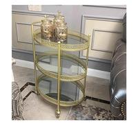 Carrito de Bar móvil Redondo, Carrito de Servicio Multifuncional, estantería de Vino y Ruedas con Llave para Cocina en casa, Club, salón, Acción de Gracias, Navidad, Año Dorado