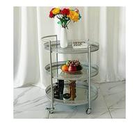 Carrito de Bar móvil Redondo, Carrito de Servicio Multifuncional, estantería para vinos y Ruedas con Llave para Cocina doméstica, Club, salón, Acción de Gracias, Navidad, Regalo de Año Nuevo