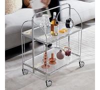 Carrito de bar plegable con ruedas y asa, carrito de bebidas para el hogar para bebidas y té, carrito de servir, elegante y portátil, perfecto para entretenimiento