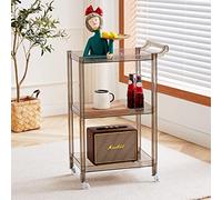 Carrito de barra de acrílico, carrito de 3 niveles con ruedas, almacenamiento transparente, carrito de servicio móvil para cocina, comedor, sala de estar, elegante y funcional.