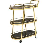 Carrito de bebidas de gran capacidad de 2/3 niveles, negro y hierro forjado con ruedas de freno, elegante mueble de bar para el hogar, perfecto para entretenimiento y catering