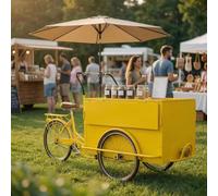 Carrito de bicicleta móvil con toldo y caja de almacenamiento, soporte de exhibición comercial de alimentos para calle, mercados, festivales y eventos al aire libre