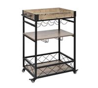 Carrito de Cocina, Carrito de Cocina, Carrito de Servicio de Bar, Carrito de Almacenamiento de Cocina móvil para el hogar, Carrito de Estilo Vintage Industrial con Capacidad para 5 Botellas