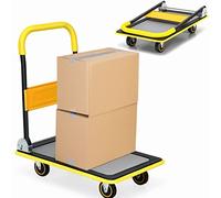 Carrito de Cocina, Carrito rodante Plegable, Carretilla de Mano, Capacidad de 150 kg a 300 kg, Carrito de Plataforma Resistente con Ruedas, asa, Carrito de Plataforma Plana para el hogar, ti